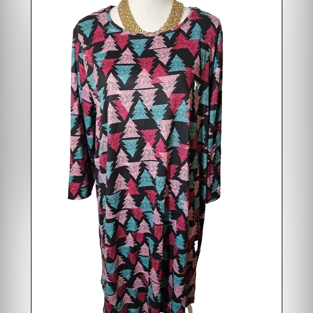 Celebrate Together Christmas Tree Holiday Long Sleeve CrewNeck Dress Size S